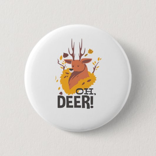 Oh Deer Contemporary Minimal Look  Ronde Button 5,7 Cm (Voorkant)