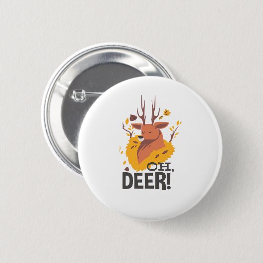 Oh Deer Contemporary Minimal Look  Ronde Button 5,7 Cm (Voorkant /achterkant)