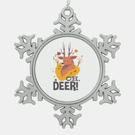 Oh Deer Contemporary Minimal Look Tin Sneeuwvlok Ornament (Voorkant)