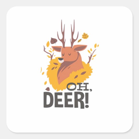 Oh Deer Contemporary Minimalistische Uitzicht Vierkante Sticker (Voorkant)
