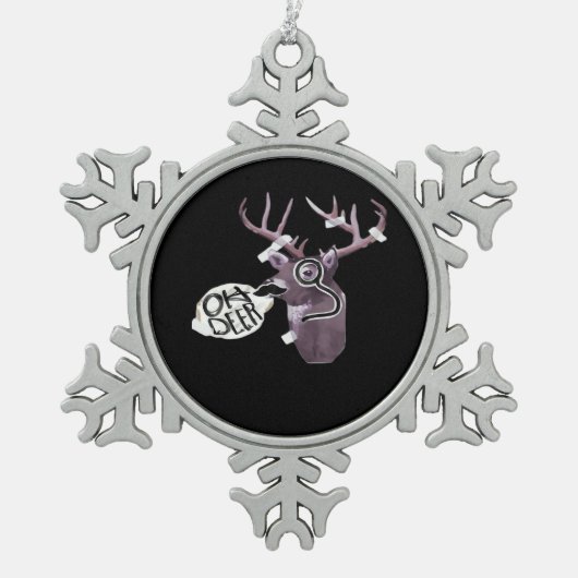 Oh Deer Creative Signature Design  Tin Sneeuwvlok Ornament (Voorkant)