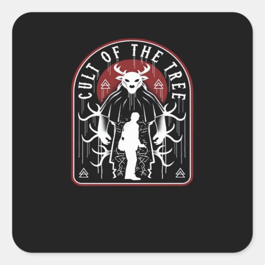 Oh Deer Cult Of The Tree Artistic Style Vierkante Sticker (Voorkant)