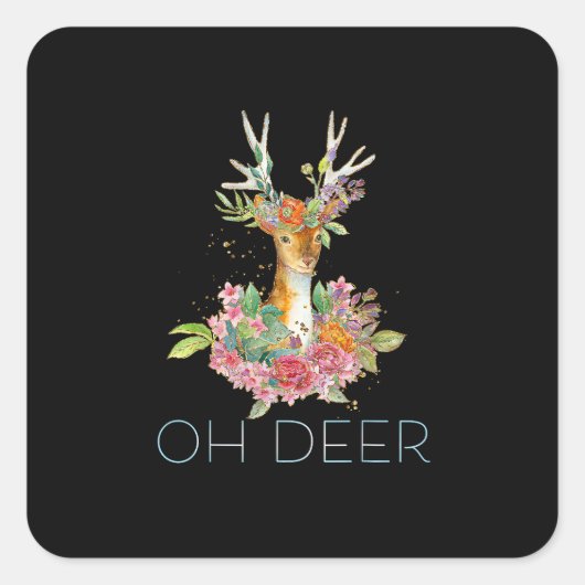 Oh Deer Cute Colorful Deer Minimal Design  Vierkante Sticker (Voorkant)