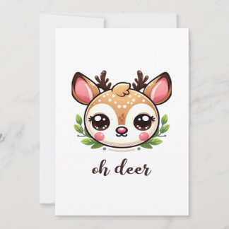 Oh Deer Cute Deer Minimal Design Feestdagenkaart