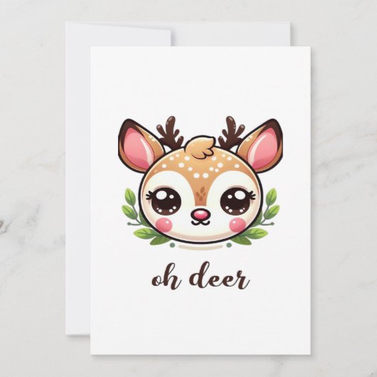 Oh Deer Cute Deer Minimal Design Feestdagenkaart (Voorkant)