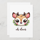 Oh Deer Cute Deer Minimal Design Feestdagenkaart (Voorkant / Achterkant)