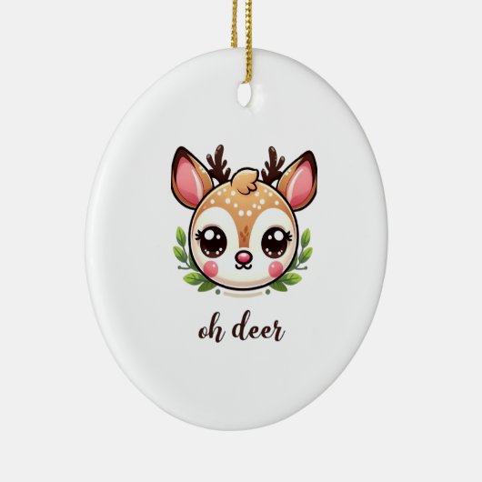 Oh Deer Cute Deer Minimal Design Keramisch Ornament (Rechts)