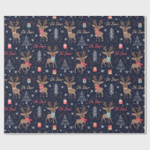 Oh Deer Cute kerstwrapping Paper Cadeaupapier (Vlak)
