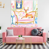 Oh Deer Darling! Herten op de bank Canvas Afdruk (Insitu (Woonkamer))