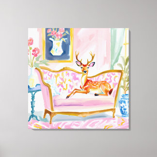 Oh Deer Darling! Herten op de bank Canvas Afdruk