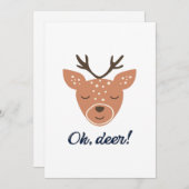 Oh Deer Deer Love Save The Deer CFlat Holiday Card Feestdagenkaart (Voorkant / Achterkant)