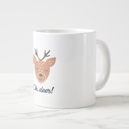 Oh Deer Deer Love Save The Deer Creative Design  Grote Koffiekop (Voorkant rechts)