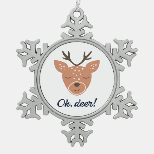 Oh Deer Deer Love Save The Deer Creative Design  Tin Sneeuwvlok Ornament (Voorkant)