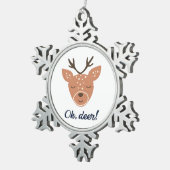 Oh Deer Deer Love Save The Deer Creative Design Tin Sneeuwvlok Ornament (Rechts)