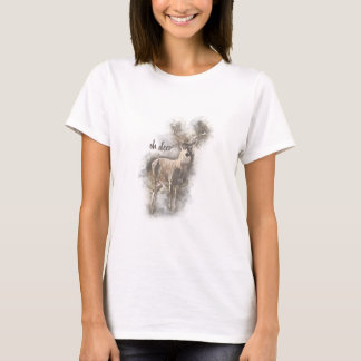 Oh Deer - Deer Waterverf Illustratie T-shirt