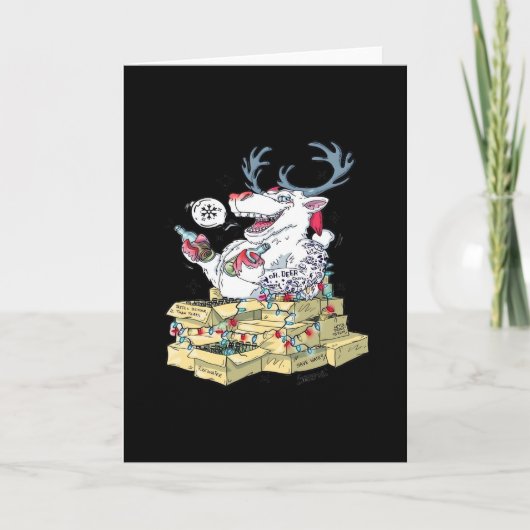 Oh Deer Drunk Reindeer CelebraFolded Greeting Card Kaart (Voorkant)
