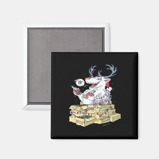 Oh Deer Drunk Reindeer Celebrating Christmas Festi Magneet (Voorkant / Achterkant)
