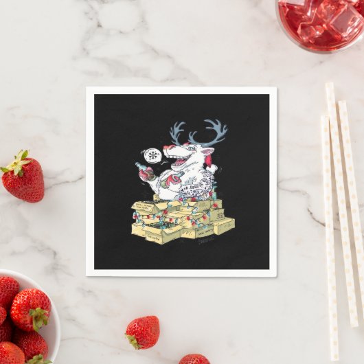 Oh Deer Drunk Reindeer Celebrating Christmas Festi Servet (Insitu)