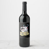 Oh Deer Drunk Reindeer Celebrating Christmas Festi Wijn Etiket (Voorkant)