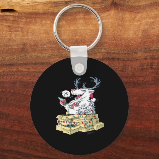 Oh Deer Drunk Reindeer Celebrating ChristmKeychain Sleutelhanger (Voorkant)