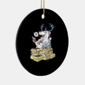 Oh Deer Drunk Reindeer Celebrating ChristmOrnament Keramisch Ornament (Rechts)