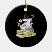 Oh Deer Drunk Reindeer Celebrating ChristmOrnament Keramisch Ornament (Voorkant)