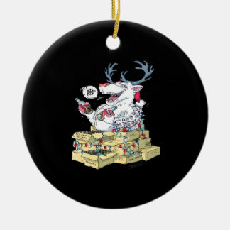Oh Deer Drunk Reindeer Celebrating ChristmOrnament Keramisch Ornament