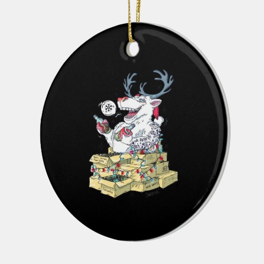 Oh Deer Drunk Reindeer Celebrating ChristmOrnament Keramisch Ornament (Links)