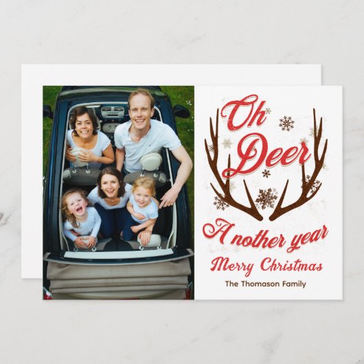 Oh Deer een ander jaar Kerstmis Kaart (Voorkant / Achterkant)