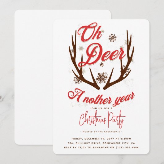 Oh Deer een ander jaar Kerstmis Kaart (Voorkant / Achterkant)