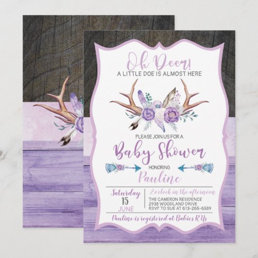 Oh Deer een kleine Doe bijna hier Baby shower Save The Date (Voorkant / Achterkant)