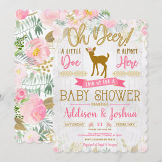 Oh Deer! Een Little Doe Baby Girl Douche Uitnodigi Kaart