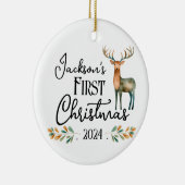 Oh Deer Eerste Kerstmis Foto Keramisch Ornament (Rechts)