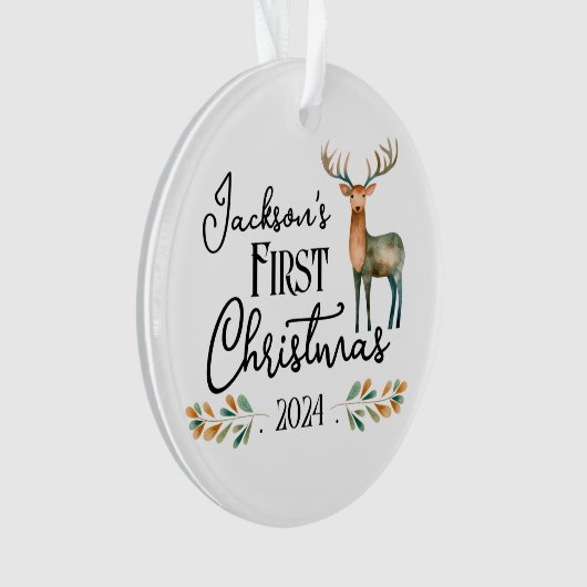 Oh Deer Eerste Kerstmis Foto Ornament (voorkant)
