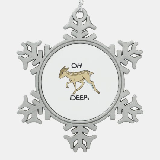 Oh Deer Elegant Timeless Style  Tin Sneeuwvlok Ornament (Voorkant)