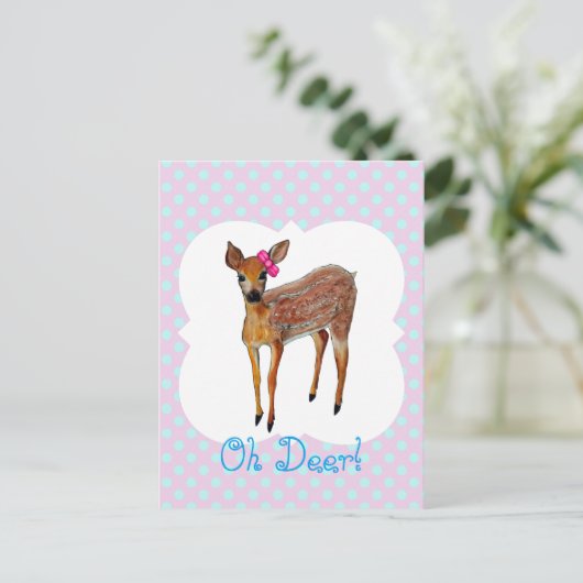 "Oh Deer" flauw Briefkaart (Staand voorkant)