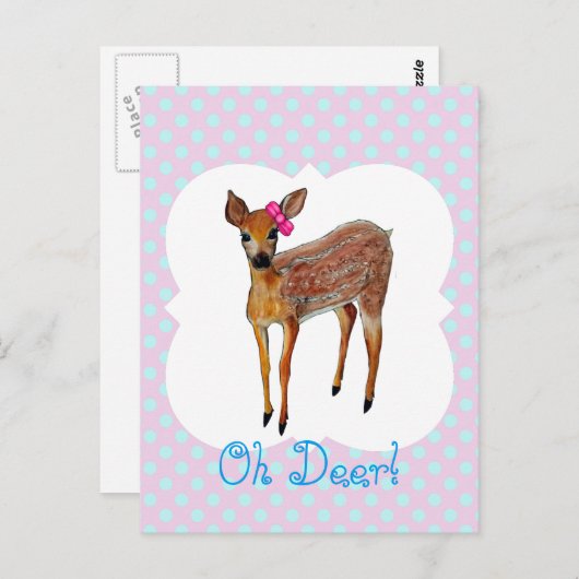 "Oh Deer" flauw Briefkaart (Voorkant / Achterkant)
