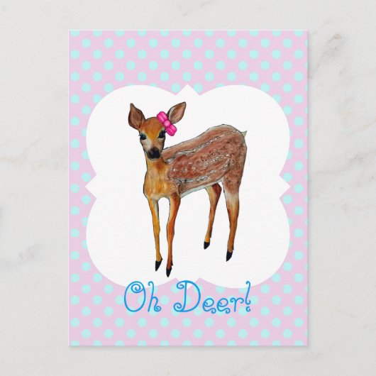 "Oh Deer" flauw Briefkaart (Voorkant)