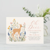 Oh Deer Floral Woodland Baby shower Kaart (Staand voorkant)