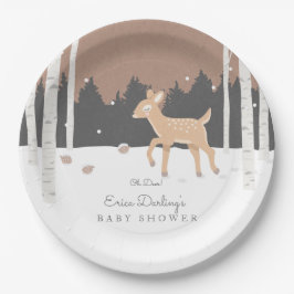 Oh Deer Forest | Bosland Thema Winter Baby shower Papieren Bordje