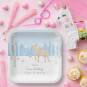 Oh Deer Forest | Bosland Thema Winter Baby shower Papieren Bordje (Feest)