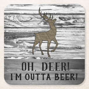 Oh Deer Funny Beer Quote Rustic Man Cave Kartonnen Onderzetters