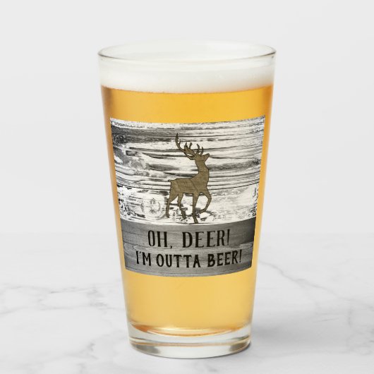 Oh Deer Funny Beer Quote Rustieke Man Grot Glas (Voorkant gevuld)