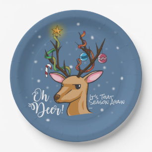 Oh Deer Funny Holiday Woodland Animal Papieren Bordje
