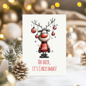 Oh Deer Funny Reindeer Christmas Card Feestdagenkaart