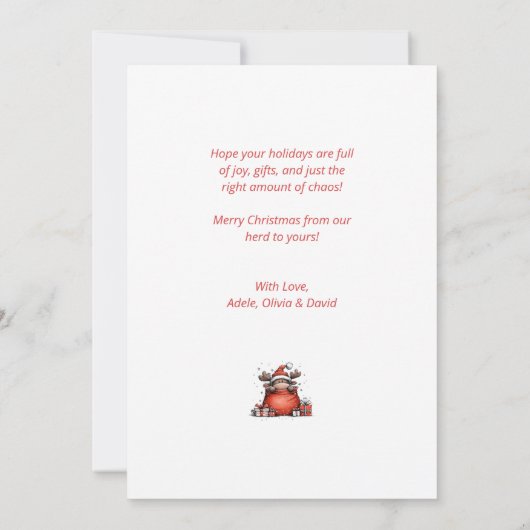 Oh Deer Funny Reindeer Christmas Card Feestdagenkaart (Achterkant)