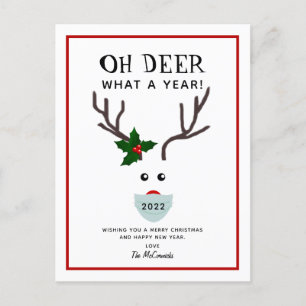 Oh Deer Funny Reindeer Kerstmis 2022 Feestdagenkaart