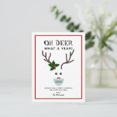 Oh Deer Funny Reindeer Kerstmis 2022 Feestdagenkaart (Staand voorkant)