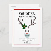 Oh Deer Funny Reindeer Kerstmis 2022 Feestdagenkaart (Voorkant / Achterkant)