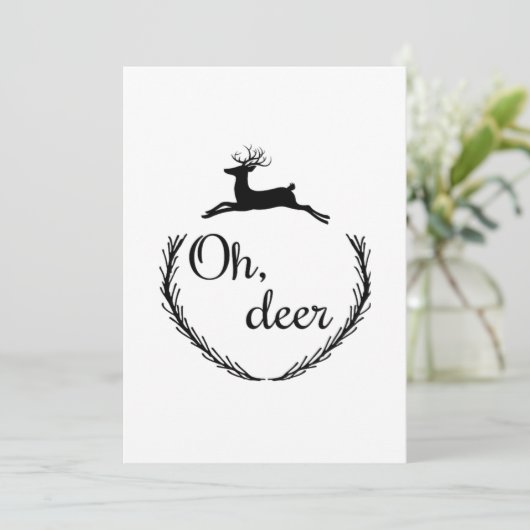 Oh Deer Funny Style Design Feestdagenkaart (Staand voorkant)